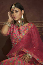 Load image into Gallery viewer, Embroidered Work Sangeet Wear Art Silk Fabric Enticing Lehenga In Pink Color
