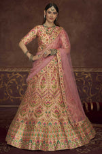 Load image into Gallery viewer, Sangeet Wear Peach Color Designer Embroidered Lehenga Choli In Art Silk Fabric
