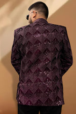 Load image into Gallery viewer, Velvet Wine Wedding Wear Readymade Lovely Blazer For Men
