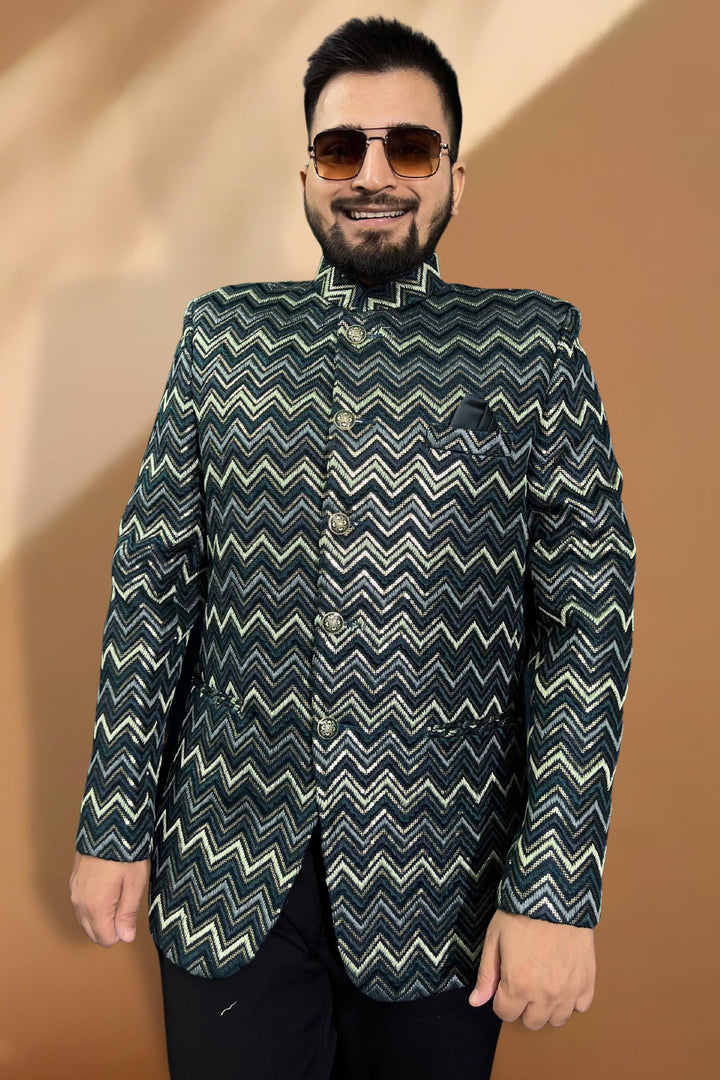 Fancy Fabric Green Color Designer Readymade Blazer For Men