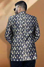 Load image into Gallery viewer, Jacquard Fabric Blue Color Wedding Wear Readymade Men Stylish Blazer
