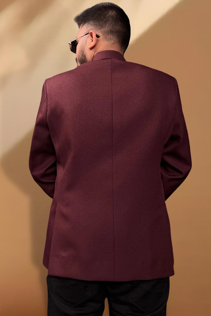 Mens Party Wear Maroon Color Readymade Blazer In Fancy Fabric