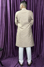 Load image into Gallery viewer, Jacquard Fabric Festive Wear Brown Color Readymade Stunning Kurta Pyjama For Men

