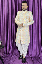 Load image into Gallery viewer, Men Cream Color Wedding Wear Designer Readymade Peshawari Style Indo Western
