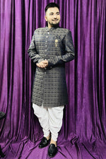 Load image into Gallery viewer, Men Blue Color Wedding Wear Designer Readymade Peshawari Style Indo Western
