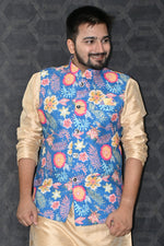 Load image into Gallery viewer, Festive Wear Cotton Readymade Lovely Men Blue Color Jacket
