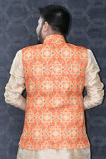 Load image into Gallery viewer, Gorgeous Cotton Fabric Function Wear Readymade Men Orange Color Jacket
