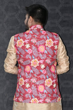 Load image into Gallery viewer, Cotton Fabric Festive Wear Readymade Stunning Men Red Color Jacket
