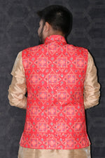 Load image into Gallery viewer, Sangeet Wear Readymade Lovely Cotton Fabric Men Red Color Jacket
