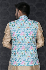 Load image into Gallery viewer, Cotton Fabric Wedding Wear Readymade Pretty Men Blue Color Jacket
