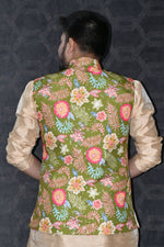 Load image into Gallery viewer, Moss Cotton Fabric Readymade Men Green Color Jacket
