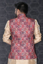 Load image into Gallery viewer, Men Ethnic Cotton Readymade Maroon Color Jacket
