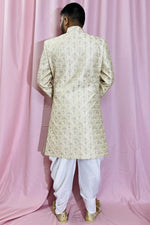 Load image into Gallery viewer, Beige Color Silk Fabric Wedding Wear Readymade Indo Western For Men
