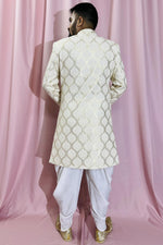 Load image into Gallery viewer, Cream Georgette Fabric Wedding Wear Trendy Readymade Indo Western For Men
