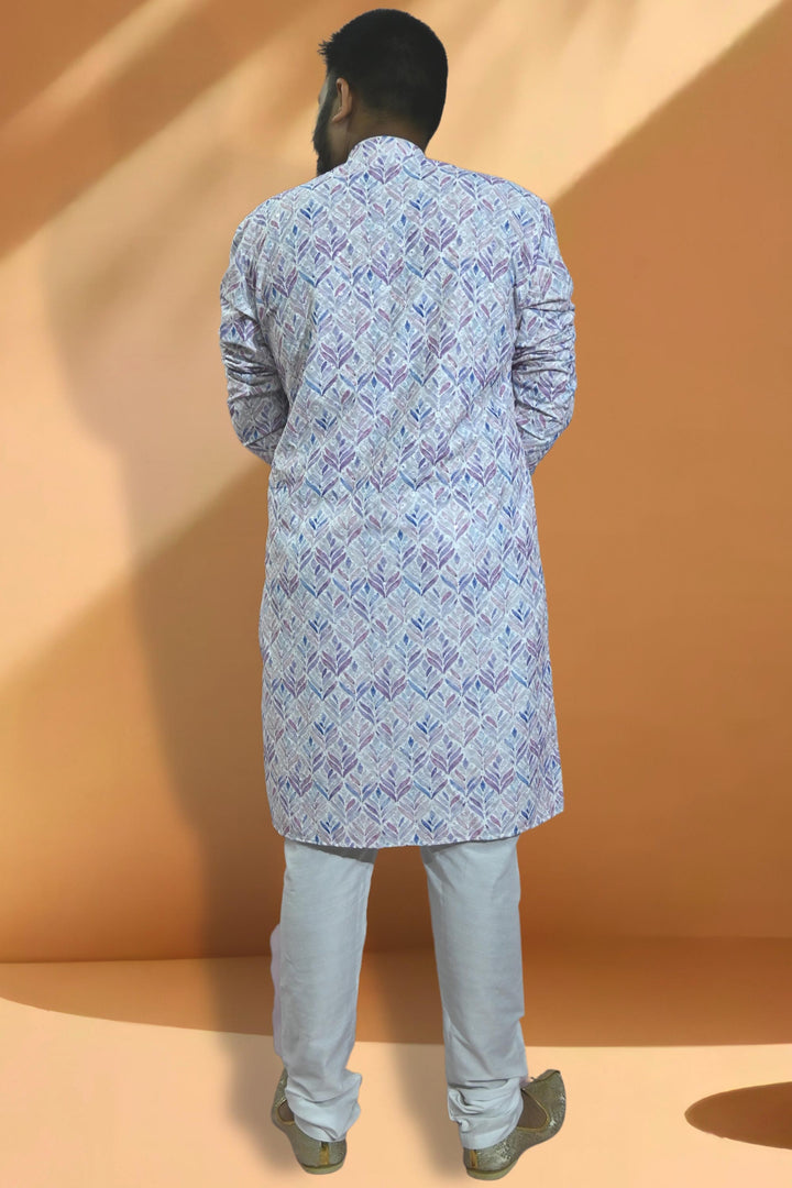 Attractive Readymade Men Kurta Pyjama In White Color