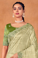 Load image into Gallery viewer, Beautiful Weaving Work Organza Fabric Saree In Green Color
