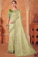 Load image into Gallery viewer, Beautiful Weaving Work Organza Fabric Saree In Green Color
