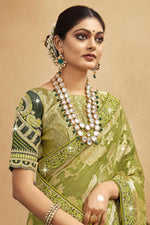 Load image into Gallery viewer, Alluring Weaving Work Organza Fabric Saree In Green Color