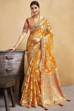 Load image into Gallery viewer, Radiant Orange Color Weaving Work Organza Fabric Saree