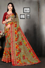 Load image into Gallery viewer, Fancy Fabric Office Wear Dark Beige Color Printed Saree
