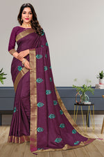 Load image into Gallery viewer, Aristocratic Purple Color Border Work Saree In Art Silk Fabric
