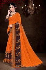 Load image into Gallery viewer, Regular Wear Mustard Color Chic Georgette Fabric Printed Saree
