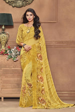 Load image into Gallery viewer, Yellow Color Casual Wear Trendy Printed Saree In Georgette Fabric
