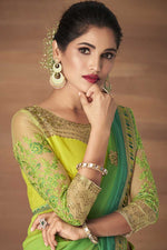 Load image into Gallery viewer, Party Wear Embroidered Work Georgette Fabric Green Color Enticing Saree Featuring Vartika Singh
