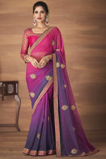 Load image into Gallery viewer, Georgette Fabric Embroidered Work Party Wear Wonderful Saree Featuring Vartika Singh In Pink Color
