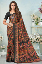 Load image into Gallery viewer, Attractive Black Color Casual Wear Printed Uniform Saree In Crepe Silk Fabric
