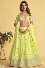 Load image into Gallery viewer, Georgette Fabric Yellow Color Beatific Look Sequins Work Lehenga
