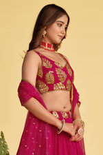 Load image into Gallery viewer, Georgette Fabric Captivating Rani Color Sequins Work Lehenga
