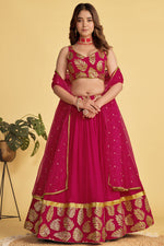 Load image into Gallery viewer, Georgette Fabric Captivating Rani Color Sequins Work Lehenga
