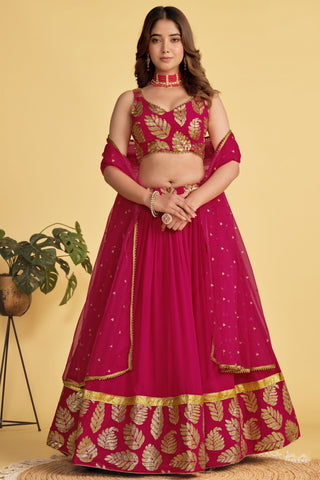 Georgette Fabric Captivating Rani Color Sequins Work Lehenga