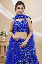 Load image into Gallery viewer, Blue Color Designer Embroidered Lehenga Choli In Georgette Fabric