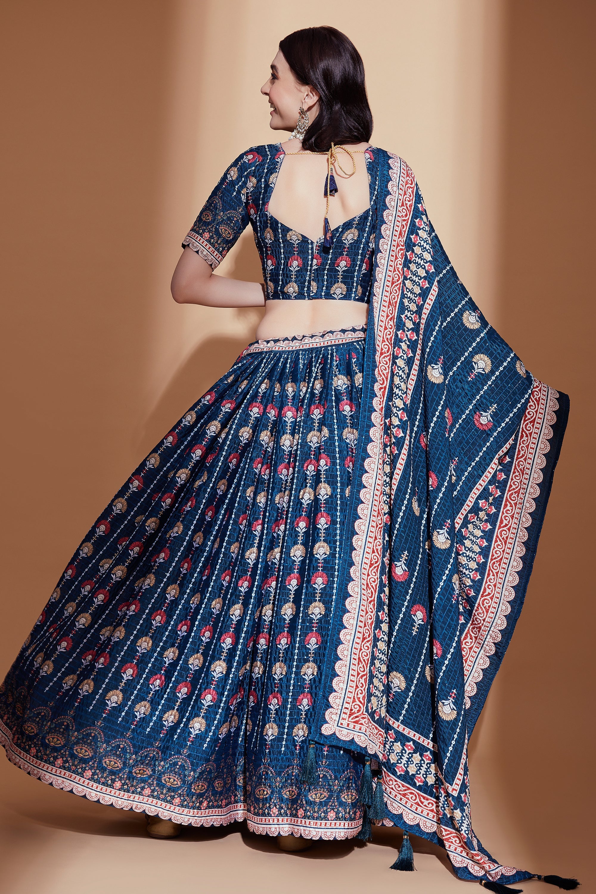 Blue Designer Digital Print Lehenga Choli