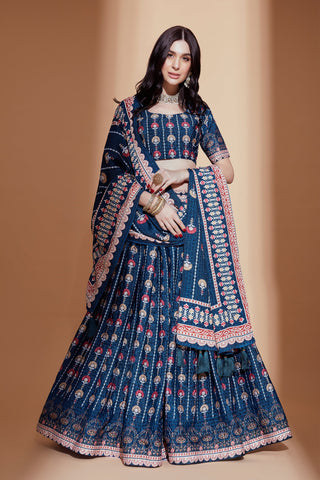 Blue Designer Digital Print Lehenga Choli