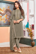 Load image into Gallery viewer, Embroidered Dark Beige Color Function Wear Georgette Fabric Designer Salwar Suit
