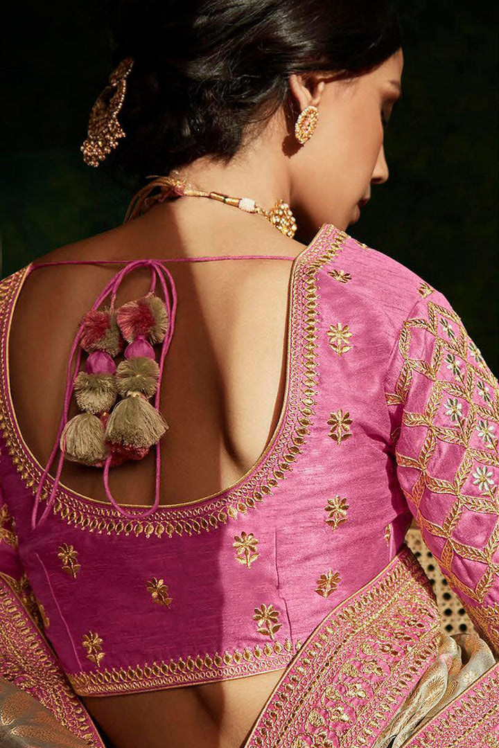 Dark Beige Art Silk Embroidered Traditional Saree