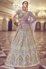 Load image into Gallery viewer, Marvelous Lavender Color Net Fabric Lehenga With Embroidered Work
