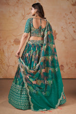 Load image into Gallery viewer, Attractive Function Wear Green Color Digital Printed Georgette Lehenga
