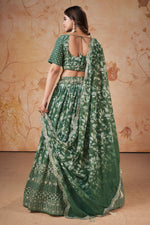 Load image into Gallery viewer, Graceful Function Wear Digital Printed Mehendi Green Color Georgette Lehenga
