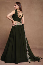 Load image into Gallery viewer, Embroidered Dark Green Color Designer 3 Piece Lehenga Choli In Georgette Fabric
