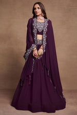 Load image into Gallery viewer, Sangeet Wear Embroidered Lehenga Choli In Purple Color Georgette Fabric
