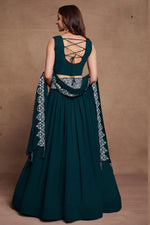 Load image into Gallery viewer, Embroidered Teal Color Georgette Fabric Sangeet Wear Lehenga Choli
