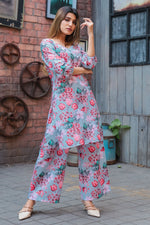 Load image into Gallery viewer, Cotton Fabric Casual Style Mesmeric Co-Ord Set In Grey Color
