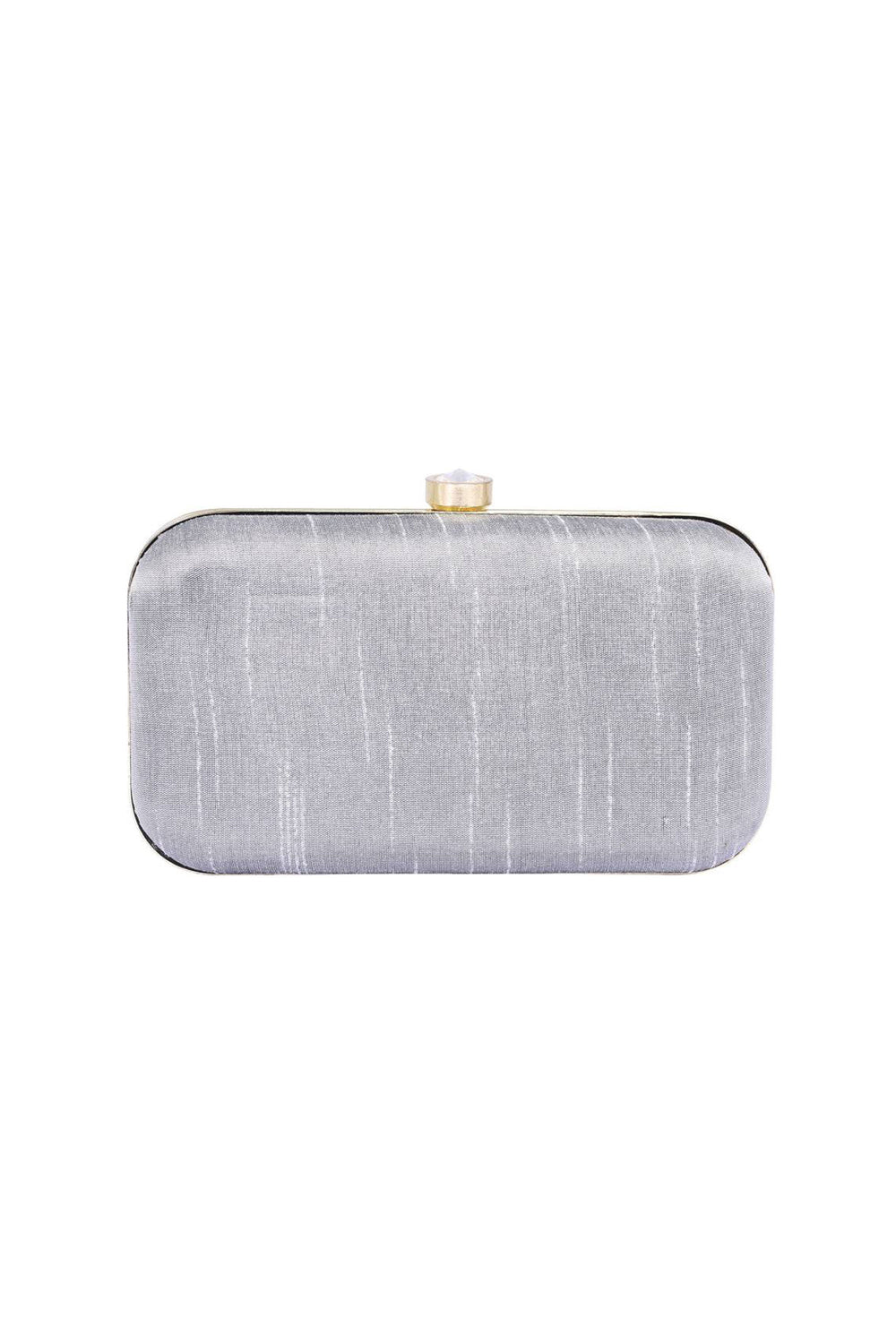 Glamorous Embroidered Fancy Fabric Grey Color Clutch | Buy Online India
