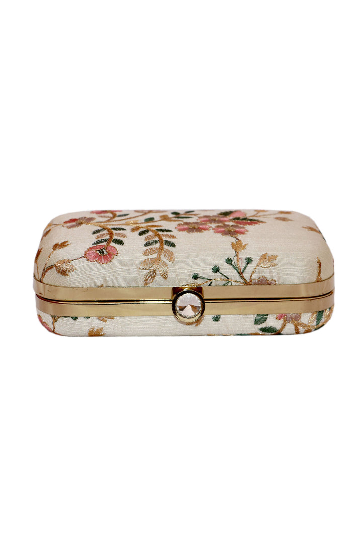 Party Style Entrancing Fancy Fabric Clutch Purses In Off White Color | Buy Online India