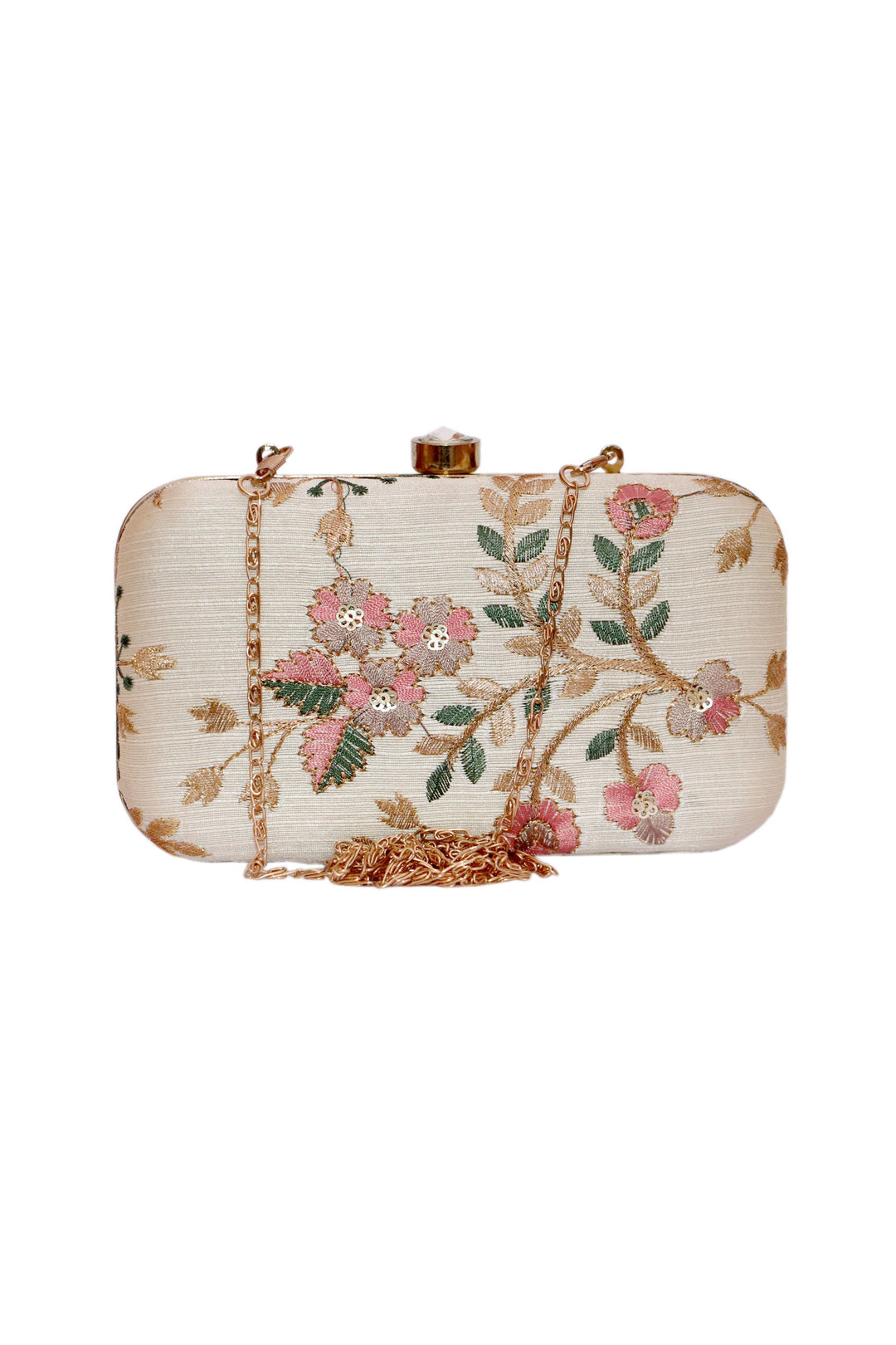 Party Style Entrancing Fancy Fabric Clutch Purses In Off White Color | Buy Online India