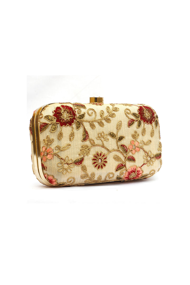 Radiant Party Style Cream Color Fancy Fabric Clutch Purses | Buy Online India
